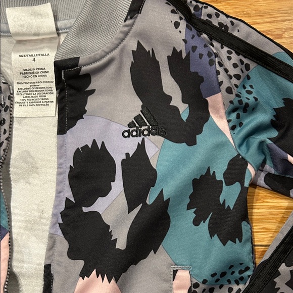 Adidas Allover Multicolor Graphic Streetwear Track Jacket Full Zip Size 4 NWOT - Picture 4 of 6